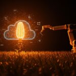 Visual innovador de IA aplicada y automatización agrícola en cultivo de maíz con sistema orquestado open source.