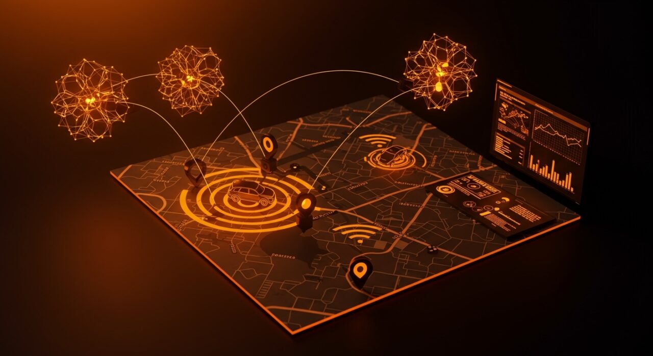 Interfaz digital con IA aplicada y geolocalización para localizar vehículos robados rápidamente, optimizando investigaciones y seguridad.