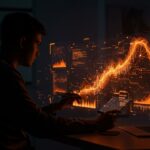 Silueta de founder tech frente a interfaz digital de IA generativa, mostrando oportunidades y desafíos para startups en LATAM.