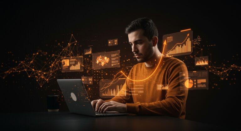 Emprendedor colombiano utilizando IA para automatizar campañas de marketing digital y potenciar pymes y startups.