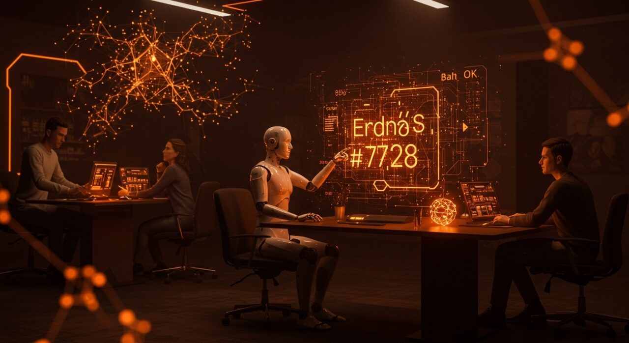 IA resolviendo el problema Erdős #728 representando innovación científica y colaboración en startups.