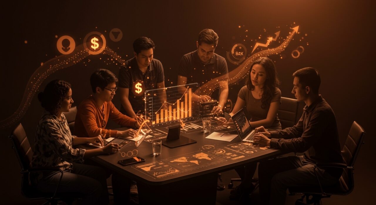 Emprendedores latinoamericanos colaborando en la aceleración y crecimiento de startups con enfoque en fundraising e inclusión.