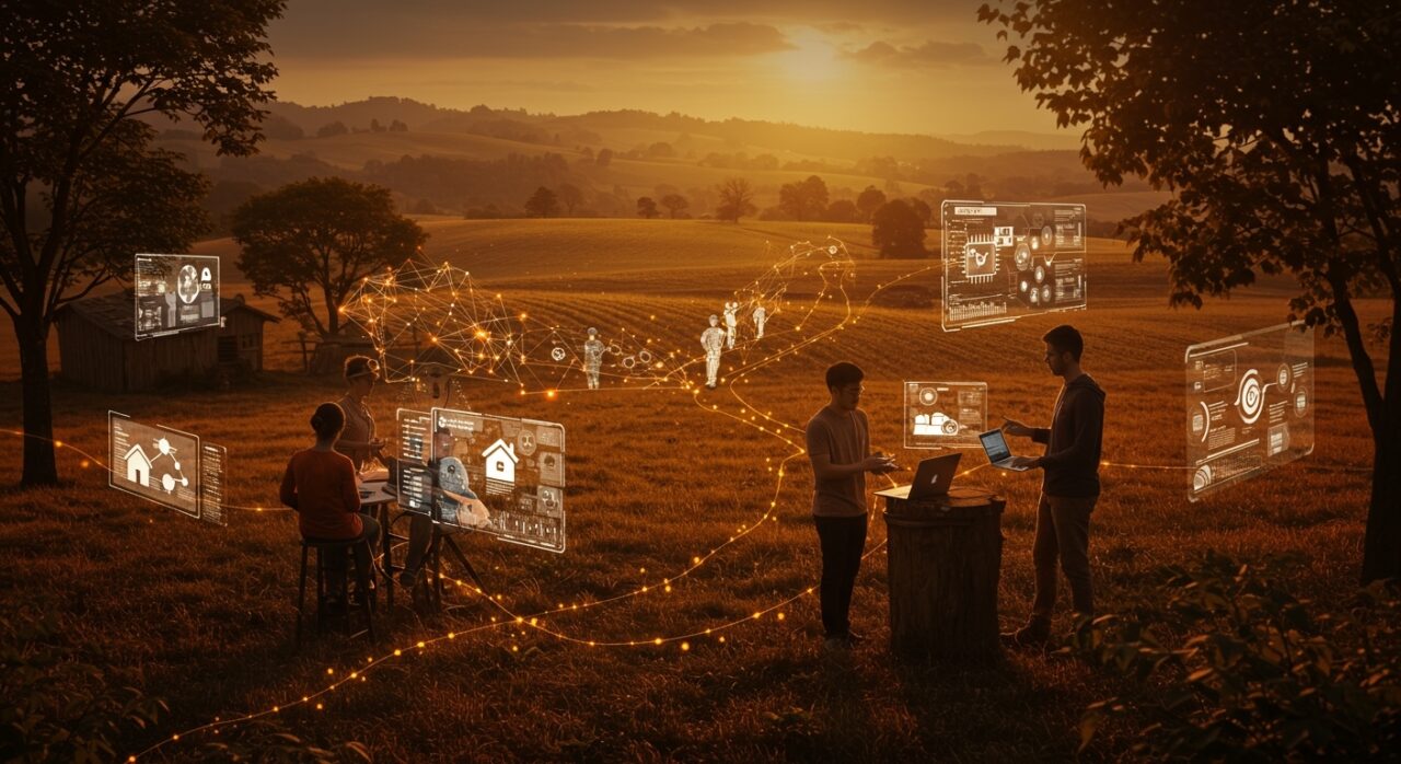 Innovación social y tecnología con IA y turismo sostenible para revitalizar zonas rurales en un entorno colaborativo.