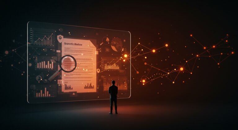 Founder reflexionando frente a pantalla digital sobre integridad científica y replicación en investigación para startups tech.