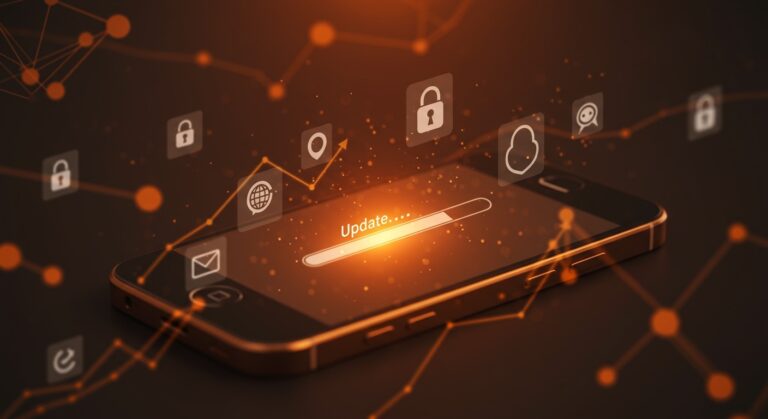 Actualización de software para iPhone 5s mostrando soporte técnico y longevidad en tecnología móvil por Apple.