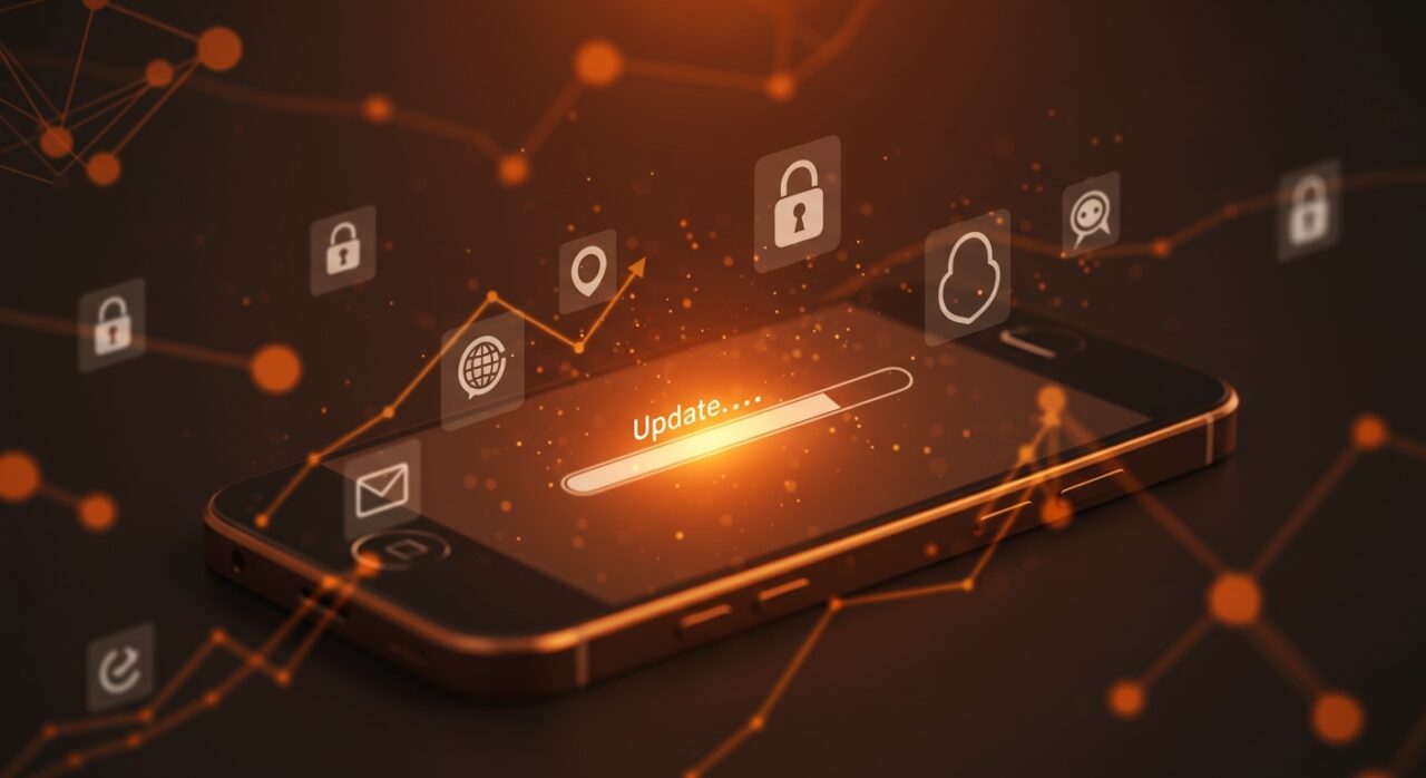 Actualización de software para iPhone 5s mostrando soporte técnico y longevidad en tecnología móvil por Apple.