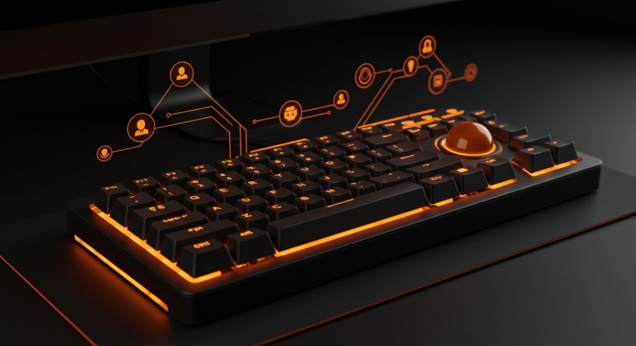 Teclado mecánico Keychron Nape Pro con trackball integrado, destacando hardware personalizable y productividad tech en ecosistema startup.