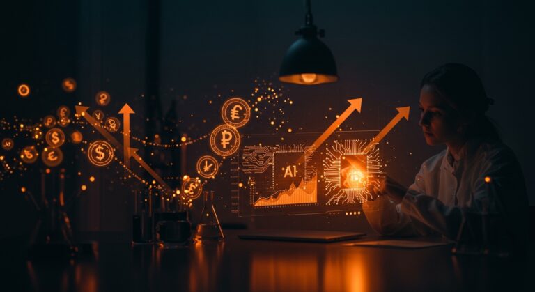 Laboratorio de IA innovador mostrando modelos de monetización y oportunidades en el mercado tecnológico 2026.