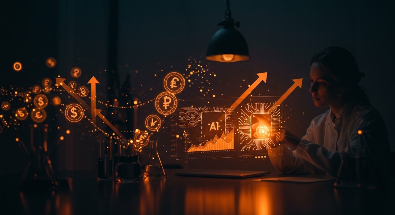 Laboratorio de IA innovador mostrando modelos de monetización y oportunidades en el mercado tecnológico 2026.