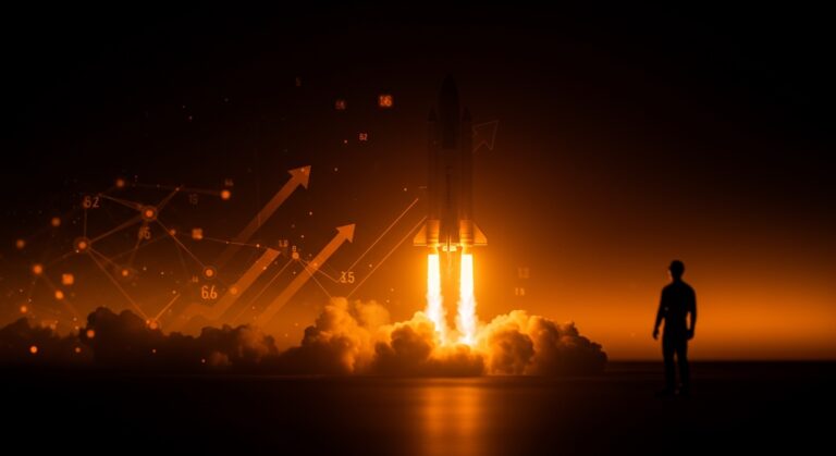Cohete reutilizable de LandSpace lanzándose en desafío a SpaceX, representando la competencia en la industria espacial y financiamiento en startups chinas.