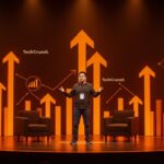 Kevin Damoa de Glid celebrando su victoria en Startup Battlefield 2025, simbolizando éxito y oportunidades para founders latinos en tecnología.