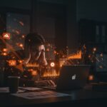 Fundador de startup Lifecole en crisis financiera rodeado de símbolos de educación online y capital riesgo, representando el concurso de acreedores en Barcelona.