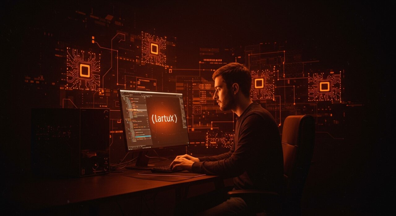 Founder tecnológico usando Linux para control total y libertad en su PC dentro del ecosistema startup 2026.