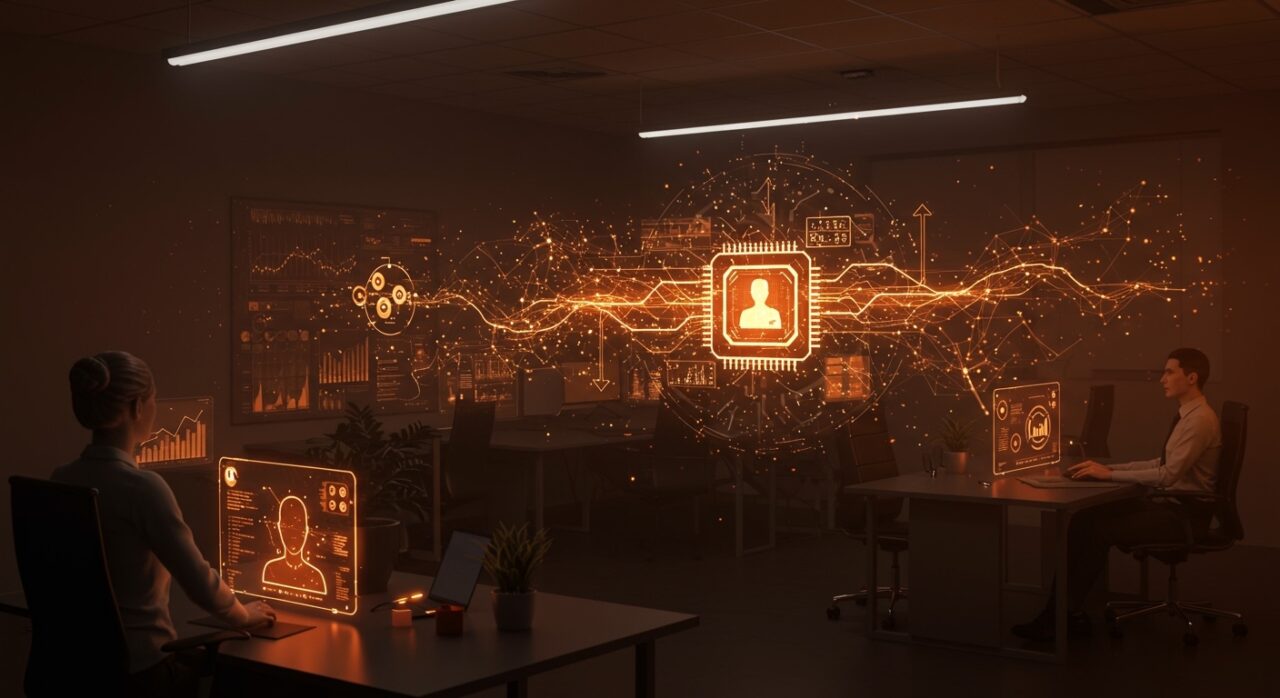 Automatización de entrevistas con inteligencia artificial de Listen Labs en un entorno tecnológico moderno, destacando innovación y financiamiento en startups.