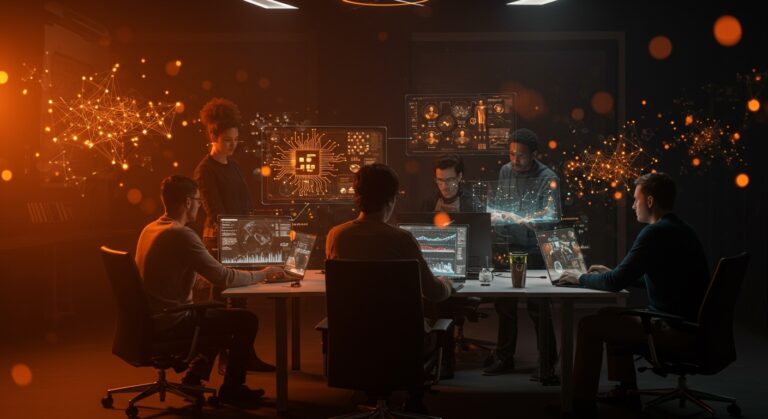 Lux Capital levanta fondo récord de 1.5 mil millones de dólares para inversión en startups de IA y deeptech en un ambiente tecnológico futurista.