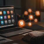 Análisis de diseño UI y usabilidad en macOS Tahoe con iconos rediseñados en entorno de trabajo de startup.