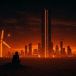 Megaproyecto de rascacielos de 1 km en el desierto, simbolizando sostenibilidad, urbanismo e innovación en el ecosistema startup LATAM.