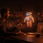 Asistente personal de IA Moltbot ayudando a founder de startup tecnológica a maximizar su productividad mediante automatización.