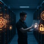 Especialista en seguridad IT asegurando un VPS Moltbot con firewall y endurecimiento SSH en un entorno tecnológico moderno.