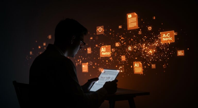 Investigador analizando citas alucinadas en papers de IA en el contexto de NeurIPS y tendencias de fraude académico en inteligencia artificial.