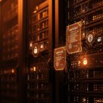 Certificados TLS de 6 días e IP representados sobre servidores con iluminación naranja y negra, destacando la seguridad automatizada de Let’s Encrypt en startups.