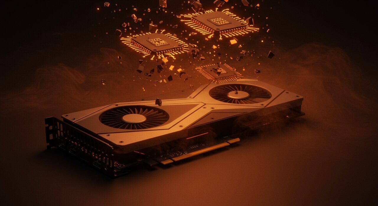 GeForce RTX 5070 Ti de NVIDIA detenida en producción, ilustrando escasez de GPUs y tendencias tecnológicas en hardware y AI para 2026.