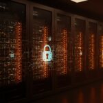 Centro de datos futurista con cifrado rack-scale y computación confidencial Nvidia Rubin para seguridad en IA empresarial.