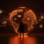 Análisis visual de Palantir en servicios públicos del Reino Unido destacando riesgos de privacidad y soberanía de datos en tecnología global.