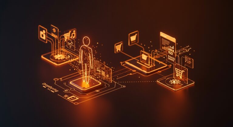 Representación visual de la inteligencia artificial impulsando ecommerce tras la adquisición de la startup israelí Cymbio por PayPal.