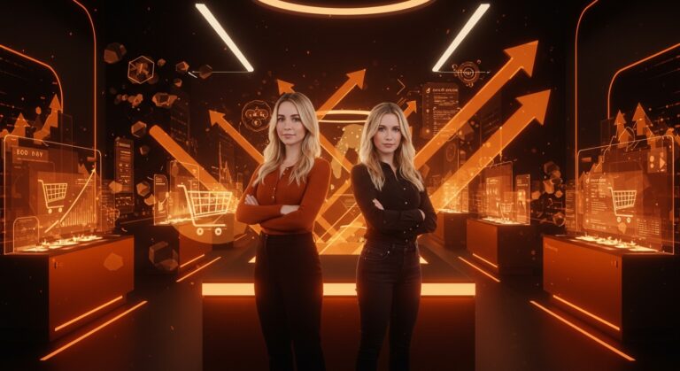 Phoebe Gates y Sophia Kianni liderando ronda de funding en retailtech con innovación en shopping online.