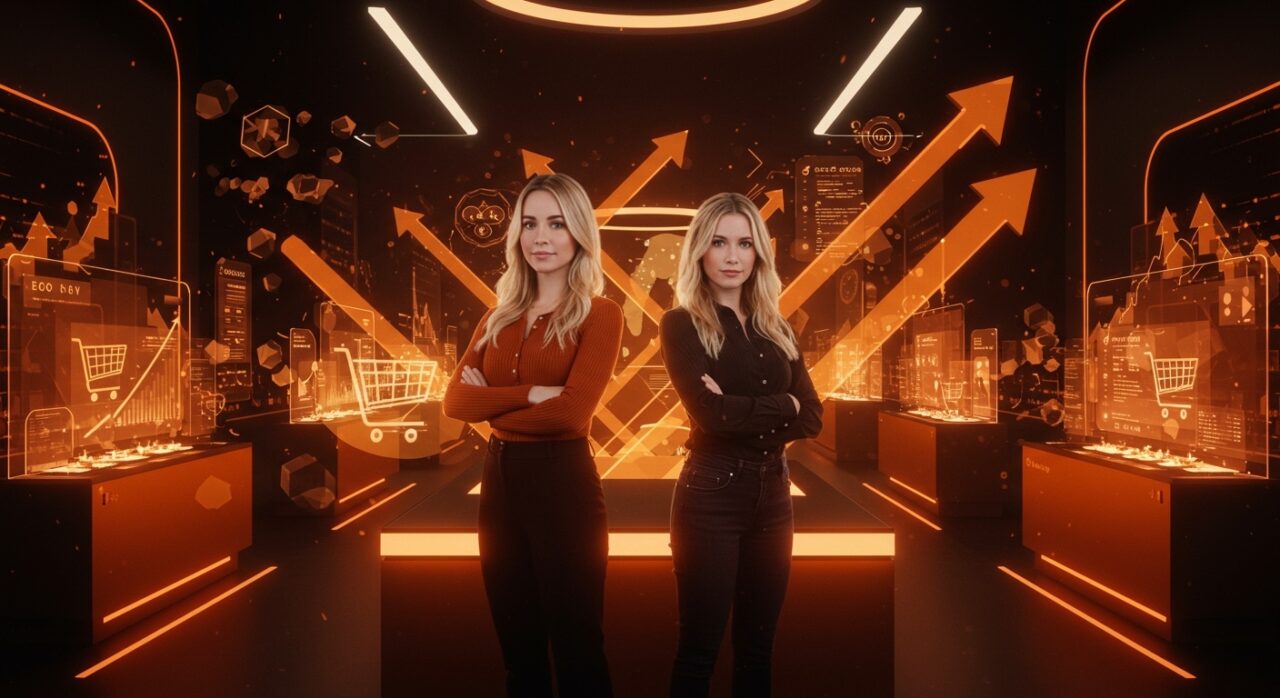 Phoebe Gates y Sophia Kianni liderando ronda de funding en retailtech con innovación en shopping online.