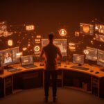 Startup controlando contenido propio con automatización de sindicación en redes sociales para independencia digital.