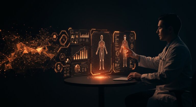 Profesional de ventas médicas entrenándose con IA avanzada gracias a la inversión seed de PraxisPro y AlleyCorp en startups de IA aplicada.