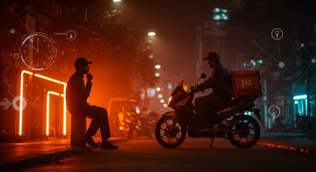 Rider de quick-commerce en India representando el impacto de la regulación laboral y el cambio en modelos de negocio para startups.