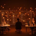 Colaboración descentralizada en código abierto con Git mostrando comunidad y autonomía en desarrollo de software.