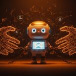 Regulación de inteligencia artificial en juguetes inteligentes con chatbots, simbolizando la protección infantil y la propuesta de prohibición en California.