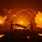 Repatriación de reservas de oro alemán representada con barras doradas y conexiones digitales en tonos naranja y negro, destacando impacto geopolítico y estabilidad financiera.