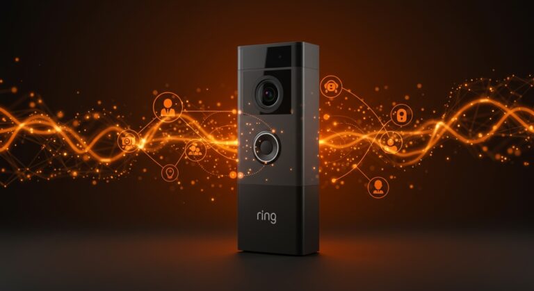 Videoportero Ring con interfaz de inteligencia artificial destacando la nueva era de asistentes inteligentes en tecnología y startups latinoamericanas.