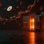 Ilustración de robo de criptomonedas por $90 millones que expone riesgos de seguridad digital y vulnerabilidades en gestión de activos digitales.