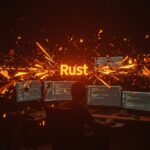 Programador revisando código Rust avanzado sin borrow checker, ilustrando el uso responsable de compiladores Rust modificados en entornos de desarrollo innovadores.