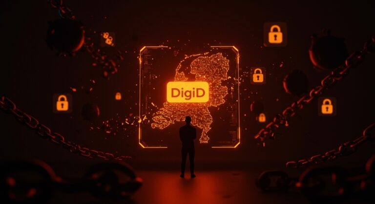 Seguridad digital y riesgos geopolíticos en DigiD Países Bajos con enfoque en protección de datos gubernamentales.