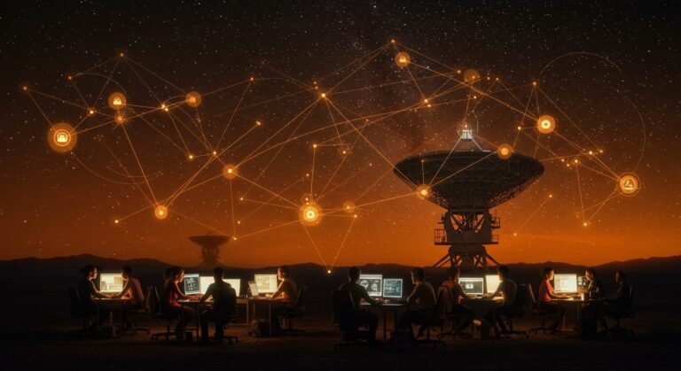 Computación distribuida en SETI@home con ciencia ciudadana y radioastronomía buscando señales extraterrestres.