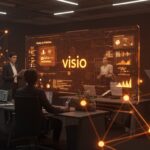 Plataforma digital Visio en uso por empleados públicos, simbolizando la soberanía digital y el software nacional francés.