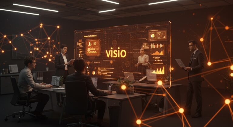 Plataforma digital Visio en uso por empleados públicos, simbolizando la soberanía digital y el software nacional francés.