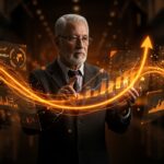 Persona mayor interactuando con interfaces digitales que simbolizan la economía plateada y la inversión seed de startups en LATAM.