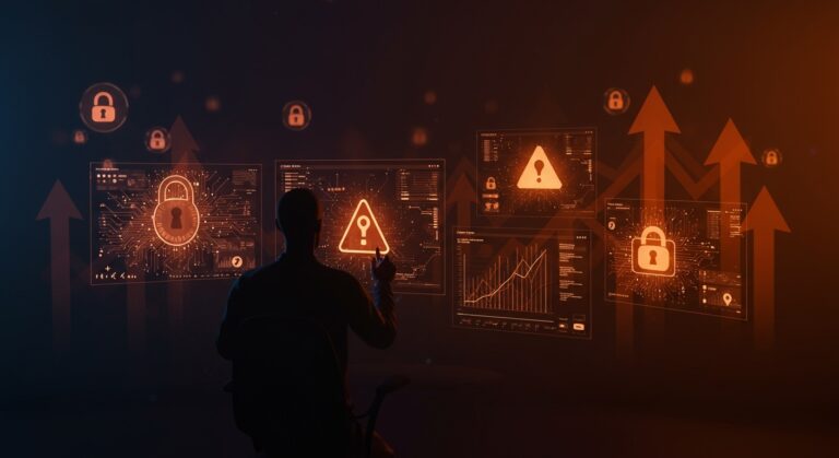 Founder de startup tech analizando riesgos legales y éticos del spyware en un entorno digital editorial de vigilancia.