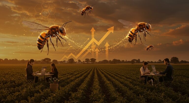 Startup argentina Beeflow utilizando polinización profesionalizada y tecnología innovadora para impulsar la productividad agrícola.