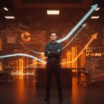 Drew Fallon en fintech de IA Iris Finance con visuales de automatización, inversión y crecimiento de startup fintech.