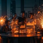 Fundadores de la startup IA BlueTek Global colaborando con tecnología avanzada en un ambiente moderno, representando su reconocimiento por Forbes Latam y su impacto en el ecosistema tecnológico.