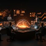 Startups innovadoras revolucionando la minería en Chile con IA, IoT y tecnología avanzada en un entorno futurista.